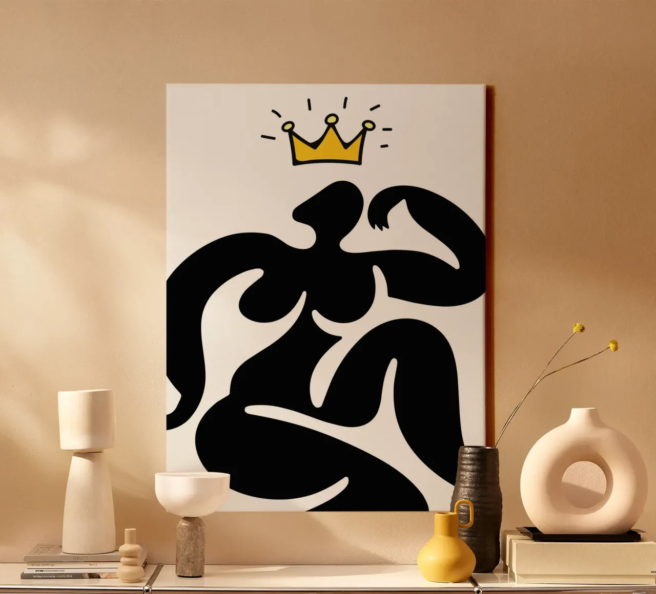 Pose with crown tela con Cornice a cassetta da edsonramosart
