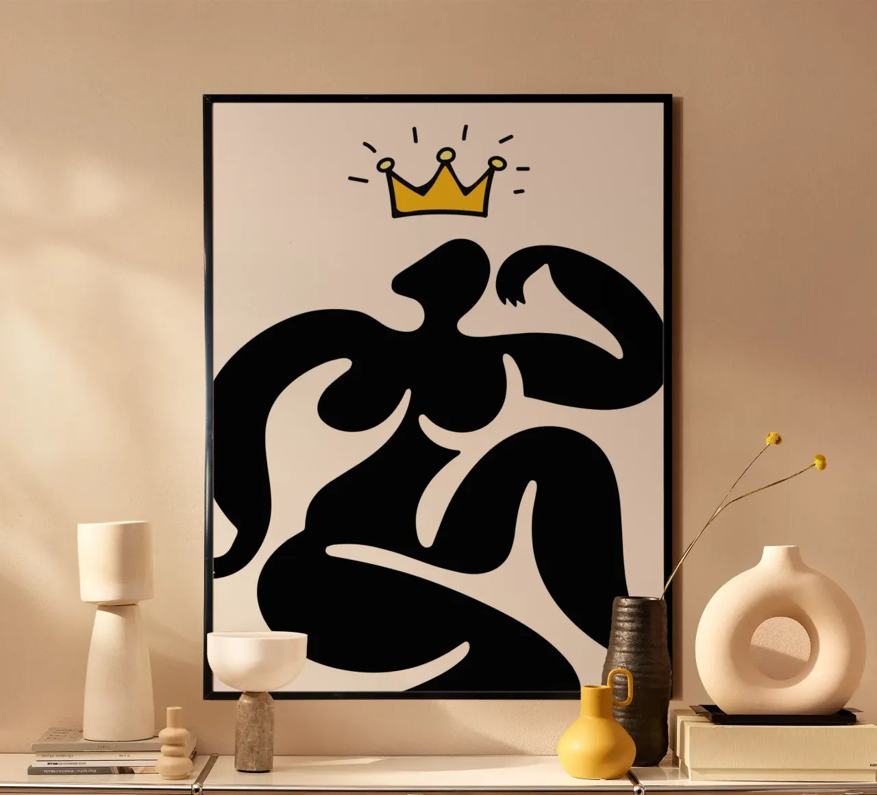 Pose with crown poster con telaio in legno da edsonramosart