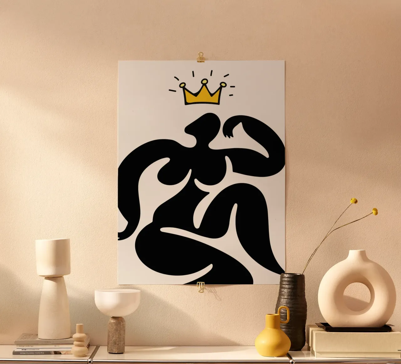 Pose with crown poster con telaio in legno da edsonramosart