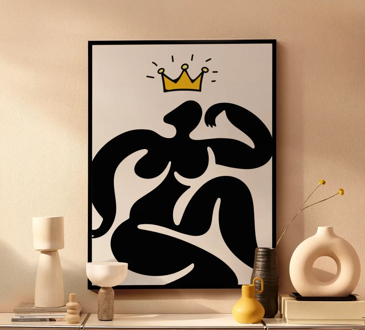 Pose with crown poster con telaio in legno da edsonramosart
