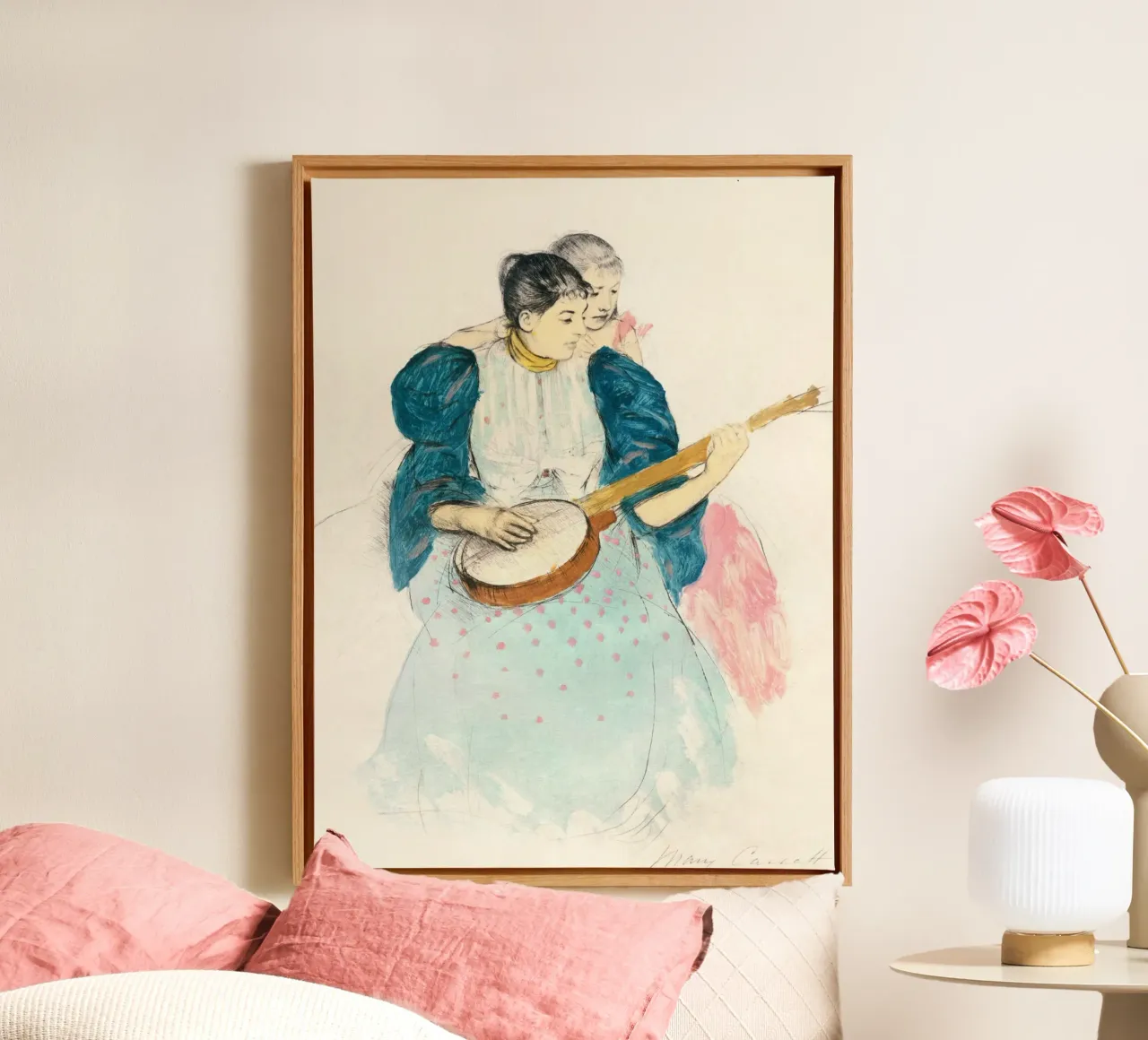 Gitarren-Stunde Instrument canvas with Floater frame by Second Canvas