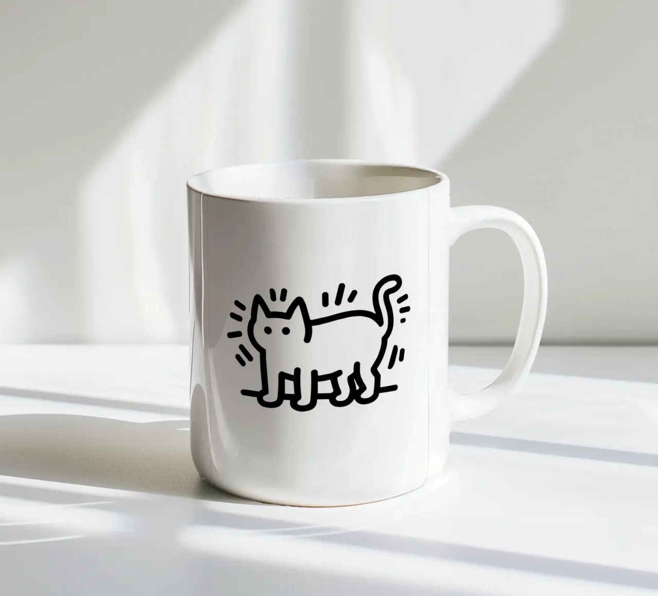 Cat in lines tazza in ceramica da edsonramosart