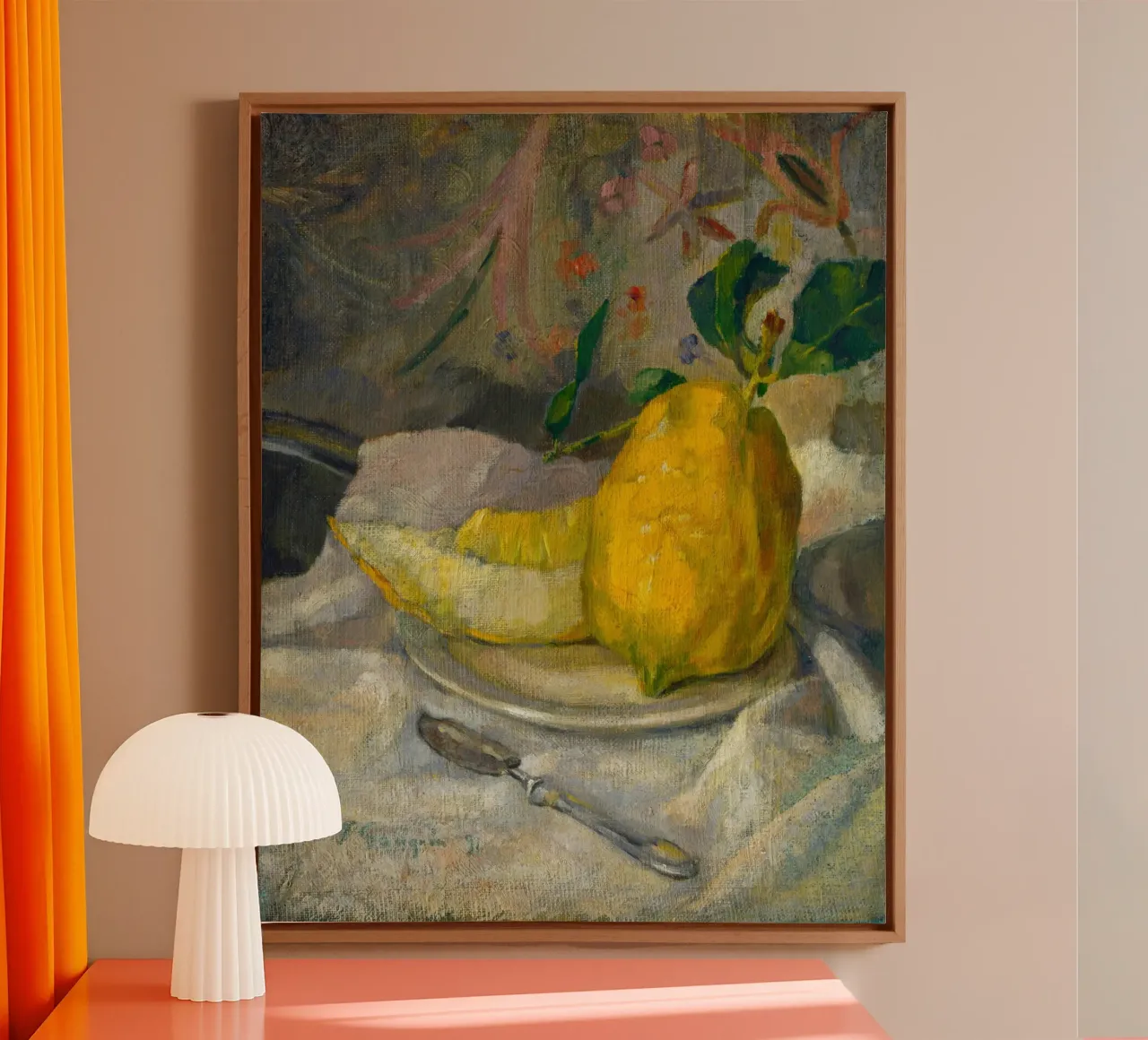 Stillleben mit Zitrone Leinwand mit Schattenfugenrahmen von Second Canvas