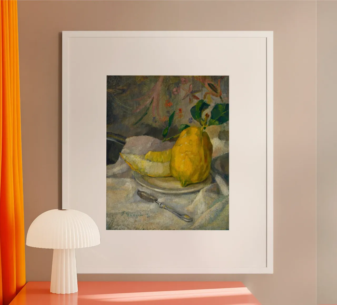 Natura morta con limone poster con telaio in plastica da Second Canvas