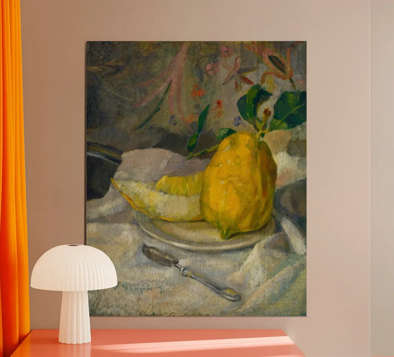 Natura morta con limone poster con telaio in plastica da Second Canvas