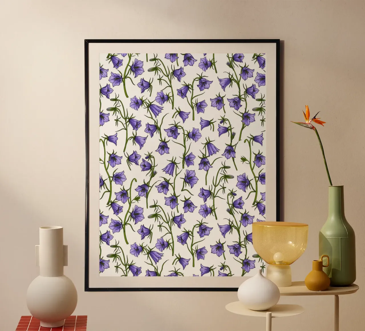 Mitternachtsglöckchen, Hasenglöckchen, Glockenblumen Poster von Painted Nature