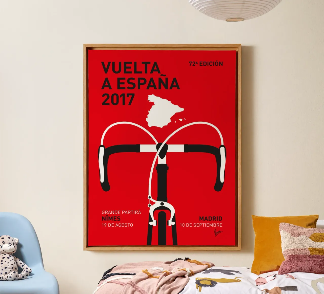 VUELTA A ESPANA POSTER 2017 tela con Cornice a cassetta da Cycling Art