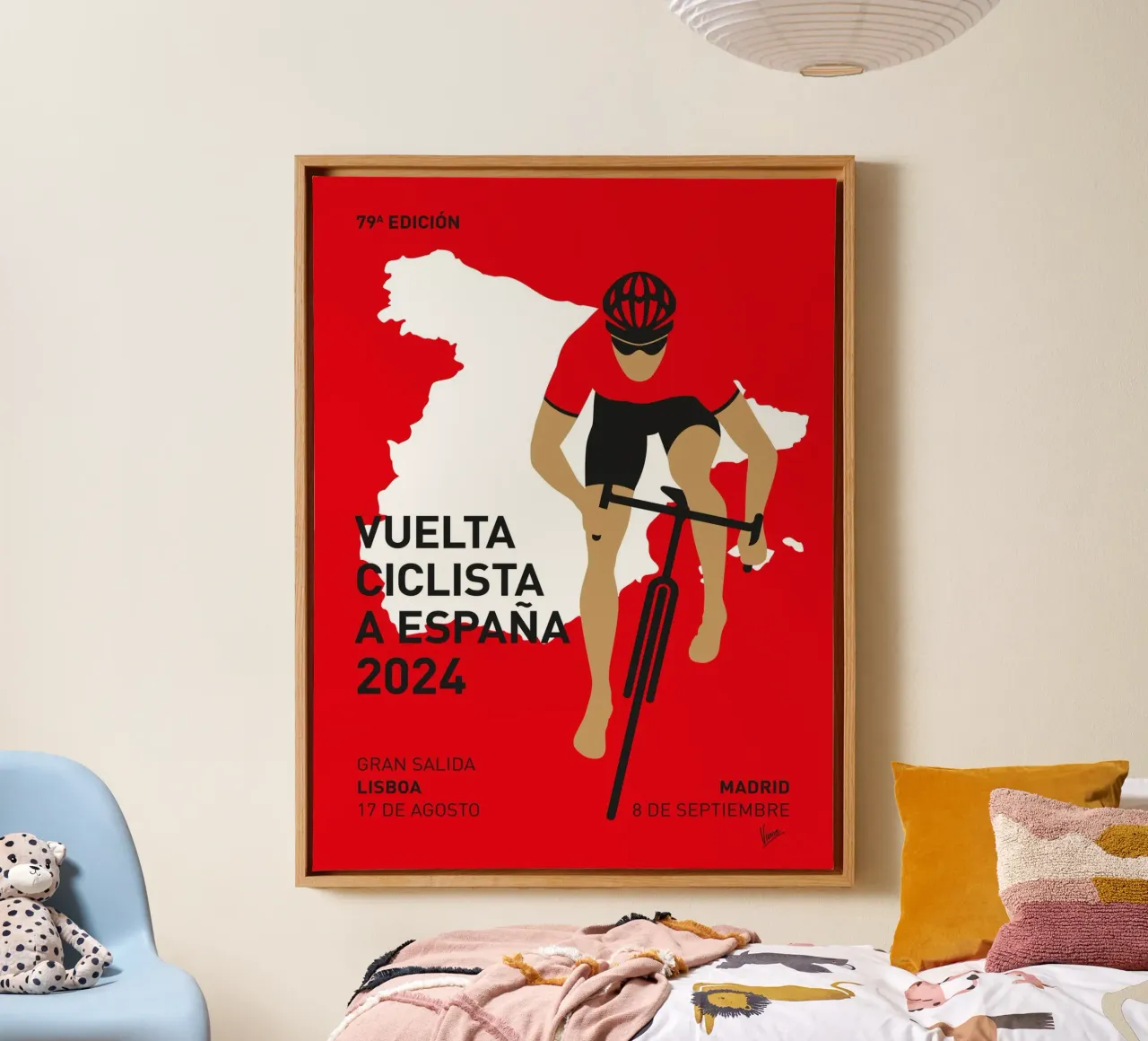 VUELTA A ESPANA POSTER 2024 tela con Cornice a cassetta da Cycling Art