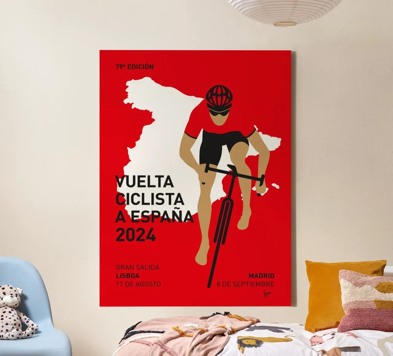 VUELTA A ESPANA POSTER 2024 tela con Cornice a cassetta da Cycling Art