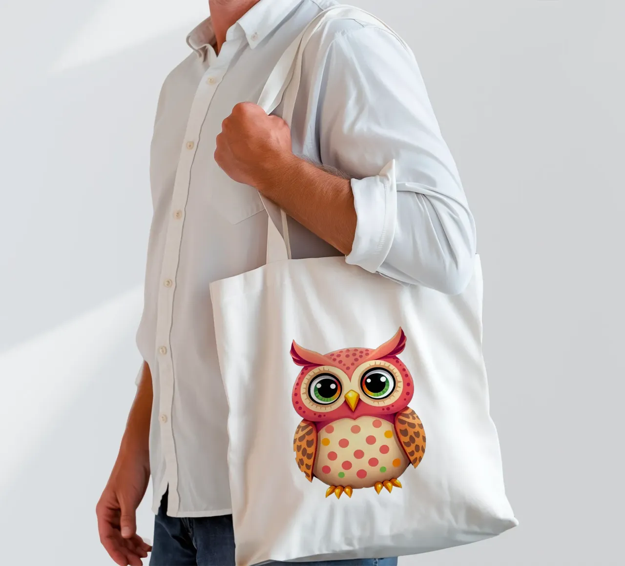 Gufo_2a borsa in juta da Tierisch bunt by LK