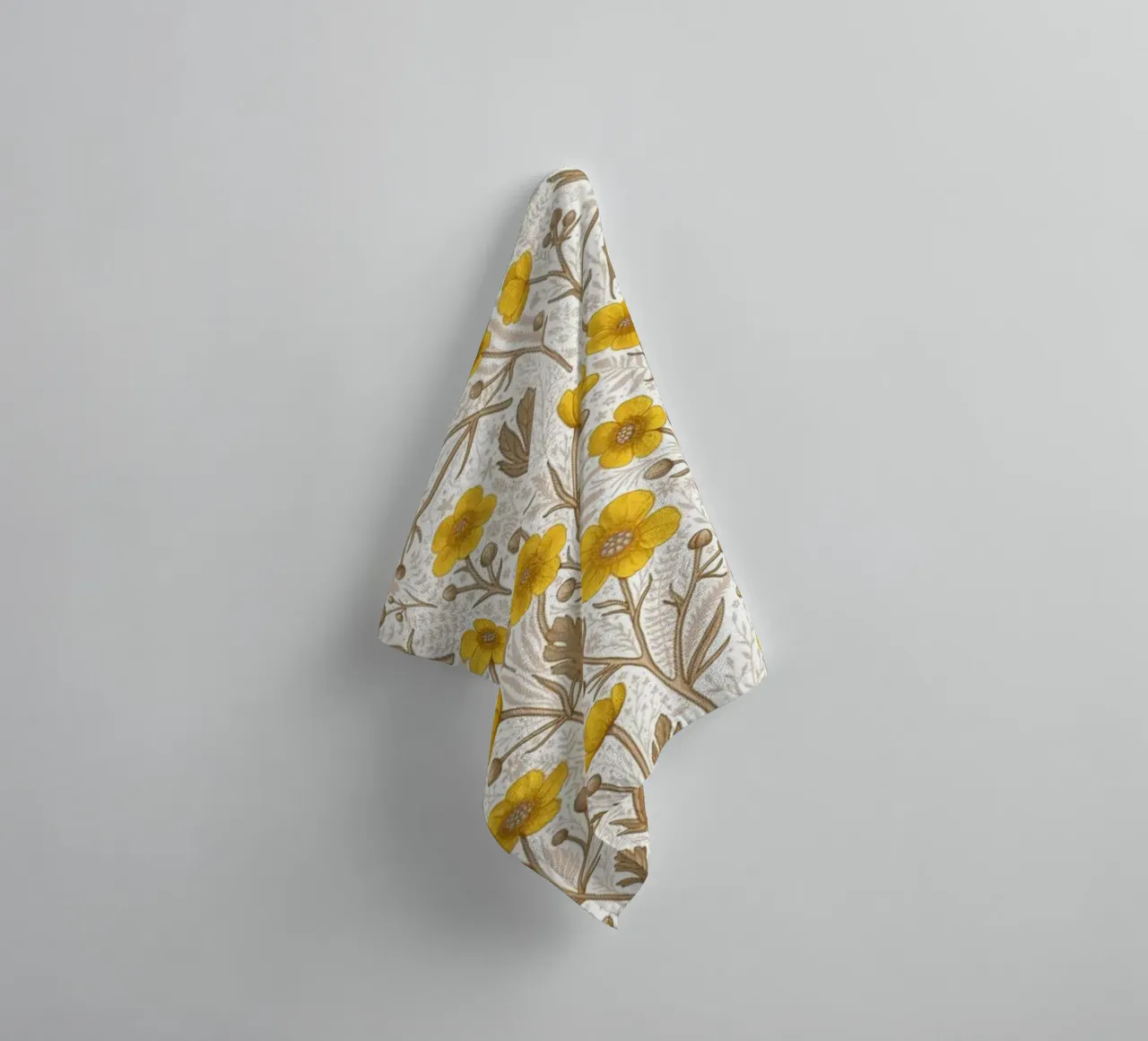 Buttercups, yellow and brown towel by Painted Nature