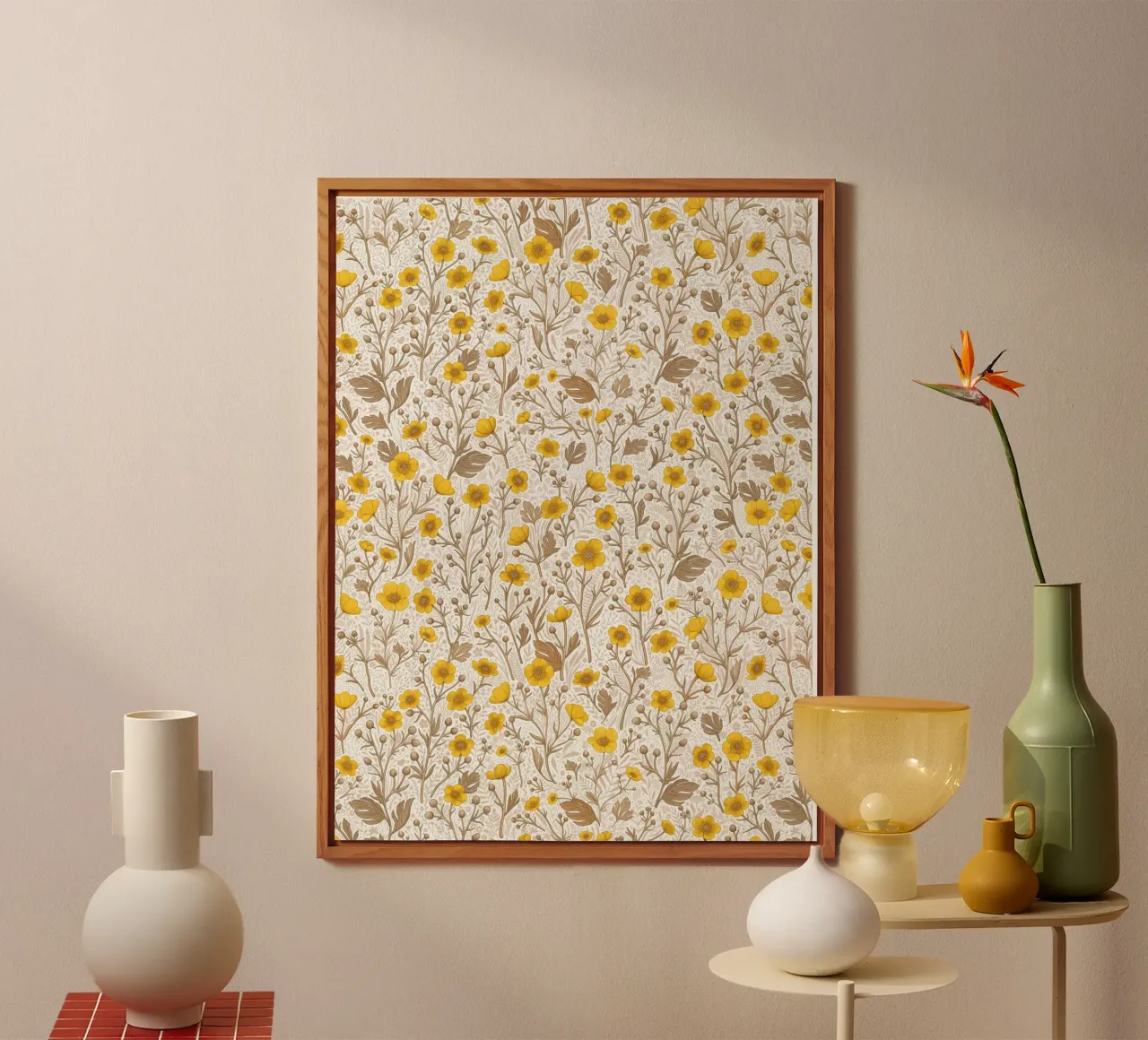 Buttercups, yellow and brown alu-dibond by Painted Nature
