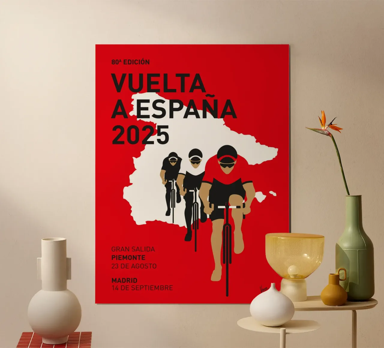 VUELTA A ESPANA POSTER 2025 poster con telaio in plastica da Cycling Art