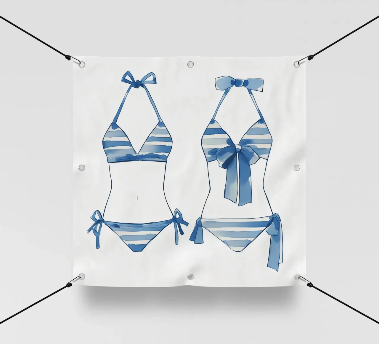 bikini a righe blu telo in pvc da Carinaprint