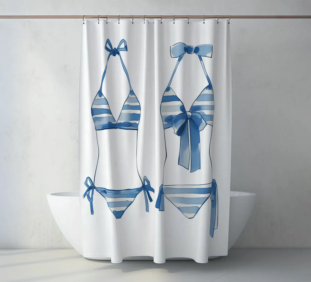 bikini a righe blu tenda da doccia da Carinaprint