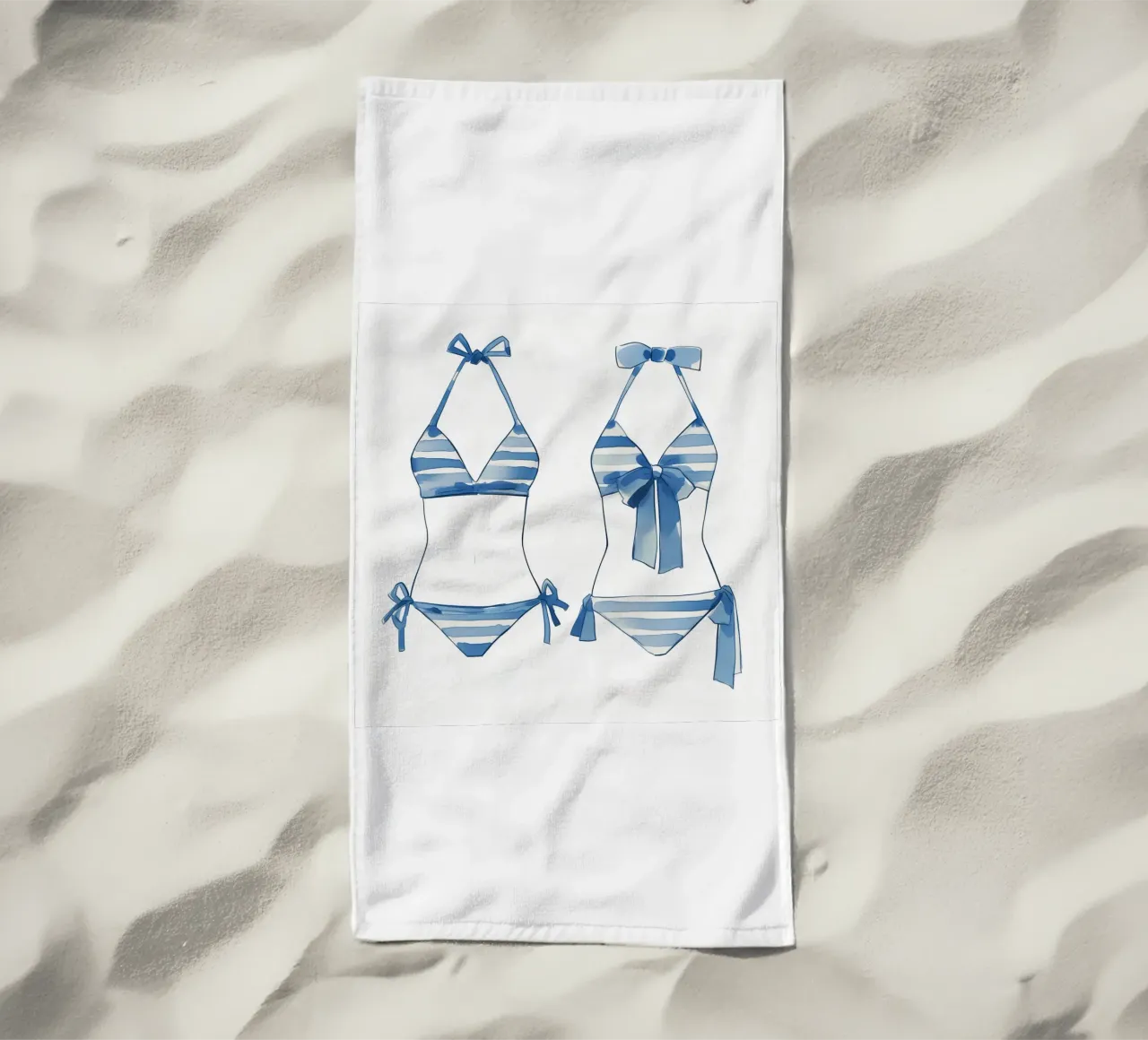 bikini a righe blu telo mare da Carinaprint