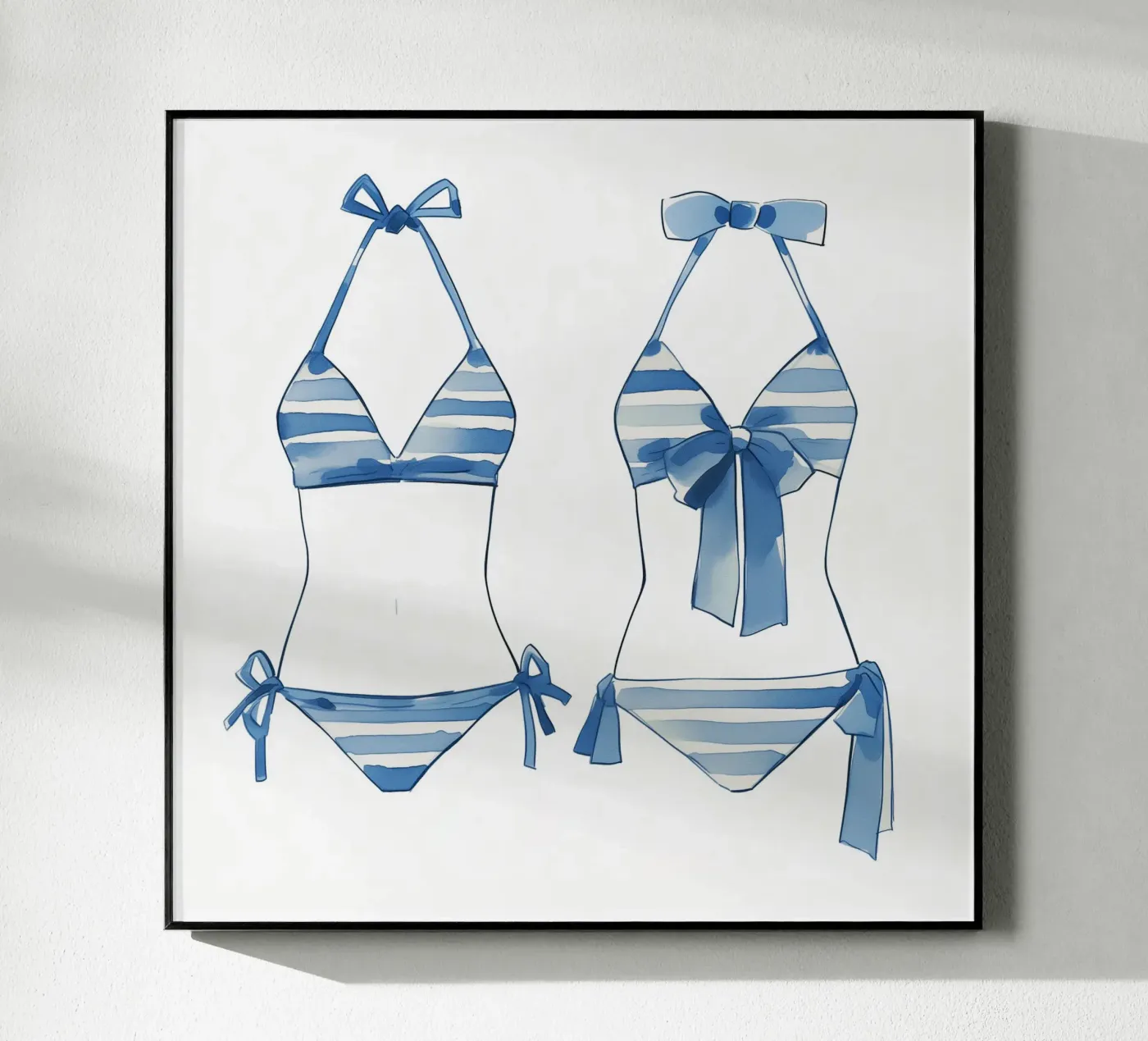 bikini blauwe streep acryl van Carinaprint