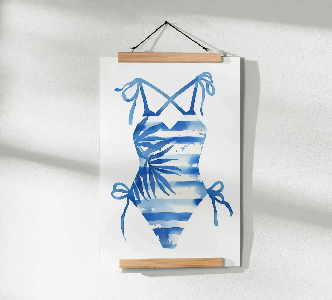 Badeanzug mit Streifenmuster Poster von Carinaprint