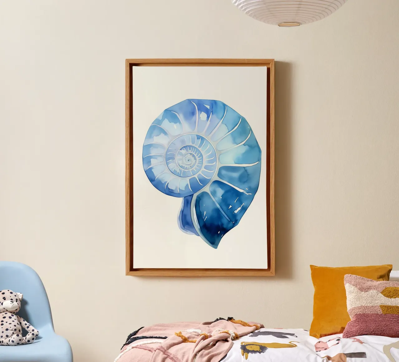 Zachte nautilusschelp canvas met Baklijst van Carinaprint