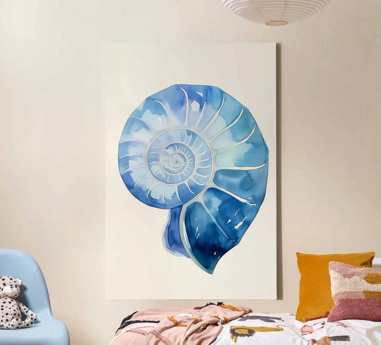 Zachte nautilusschelp canvas met Baklijst van Carinaprint