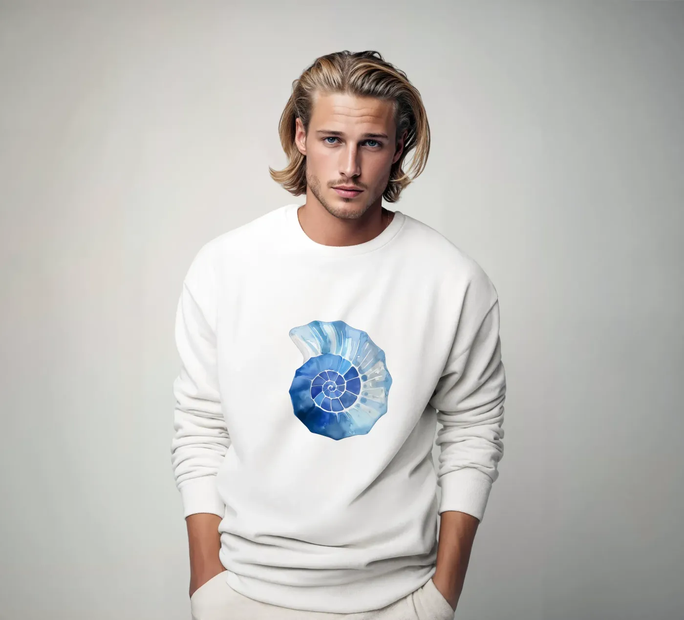 Zacht nautilusschelpmotief sweatshirt van Carinaprint
