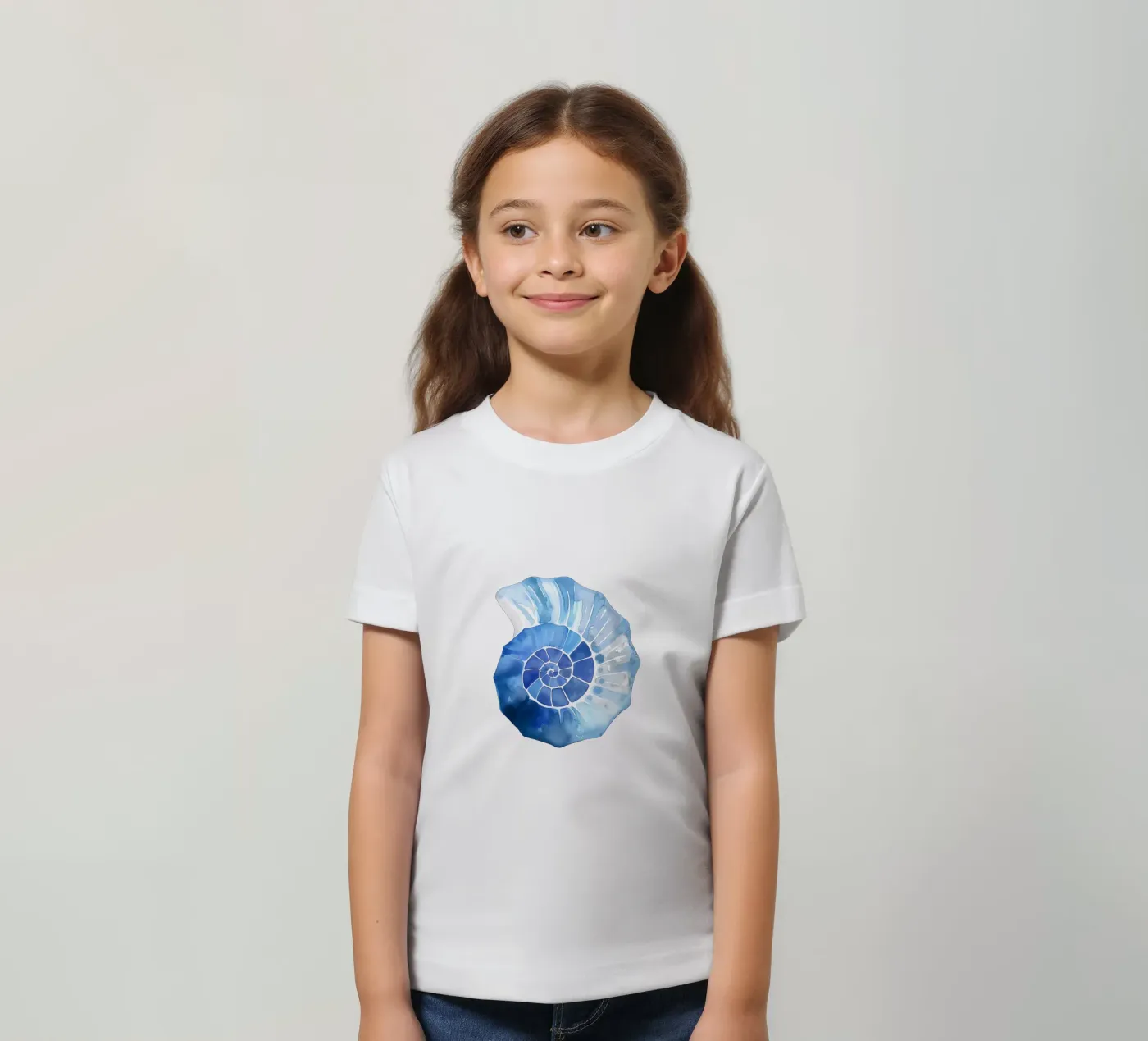 Soft nautilus shell pattern kids t-shirt by Carinaprint