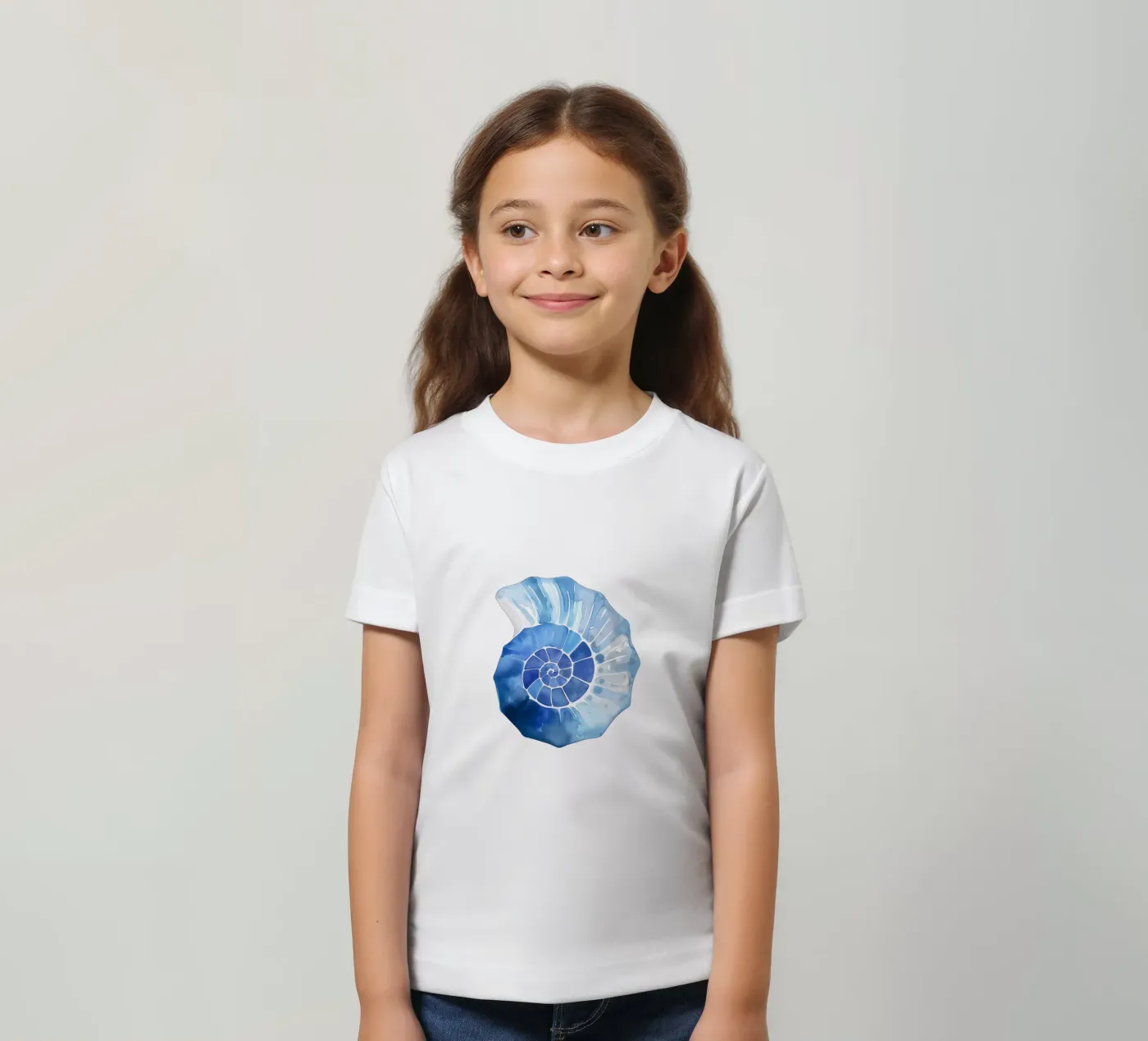 Soft nautilus shell pattern kids t-shirt by Carinaprint