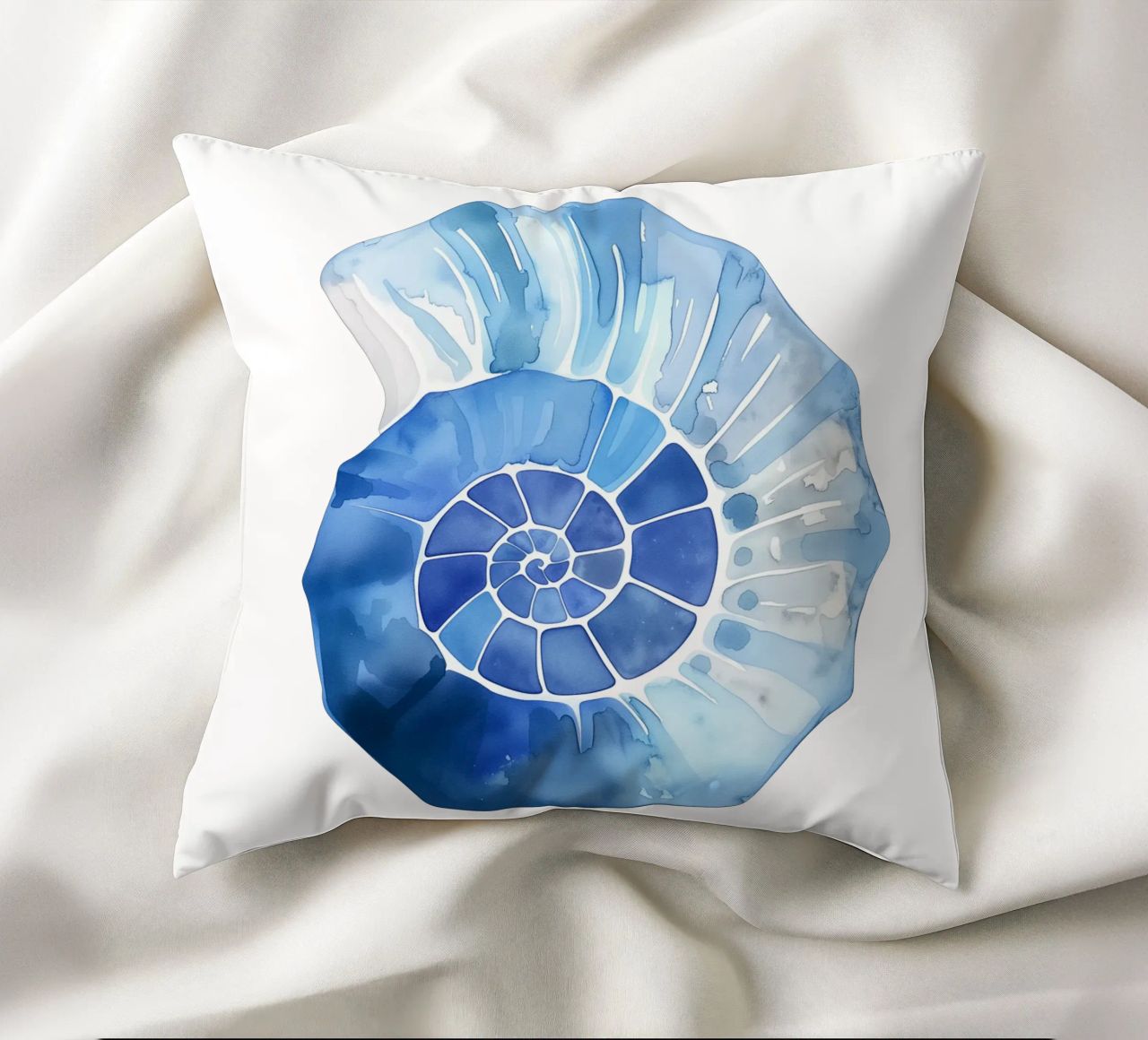 Soft nautilus shell pattern decorative cushion by Carinaprint
