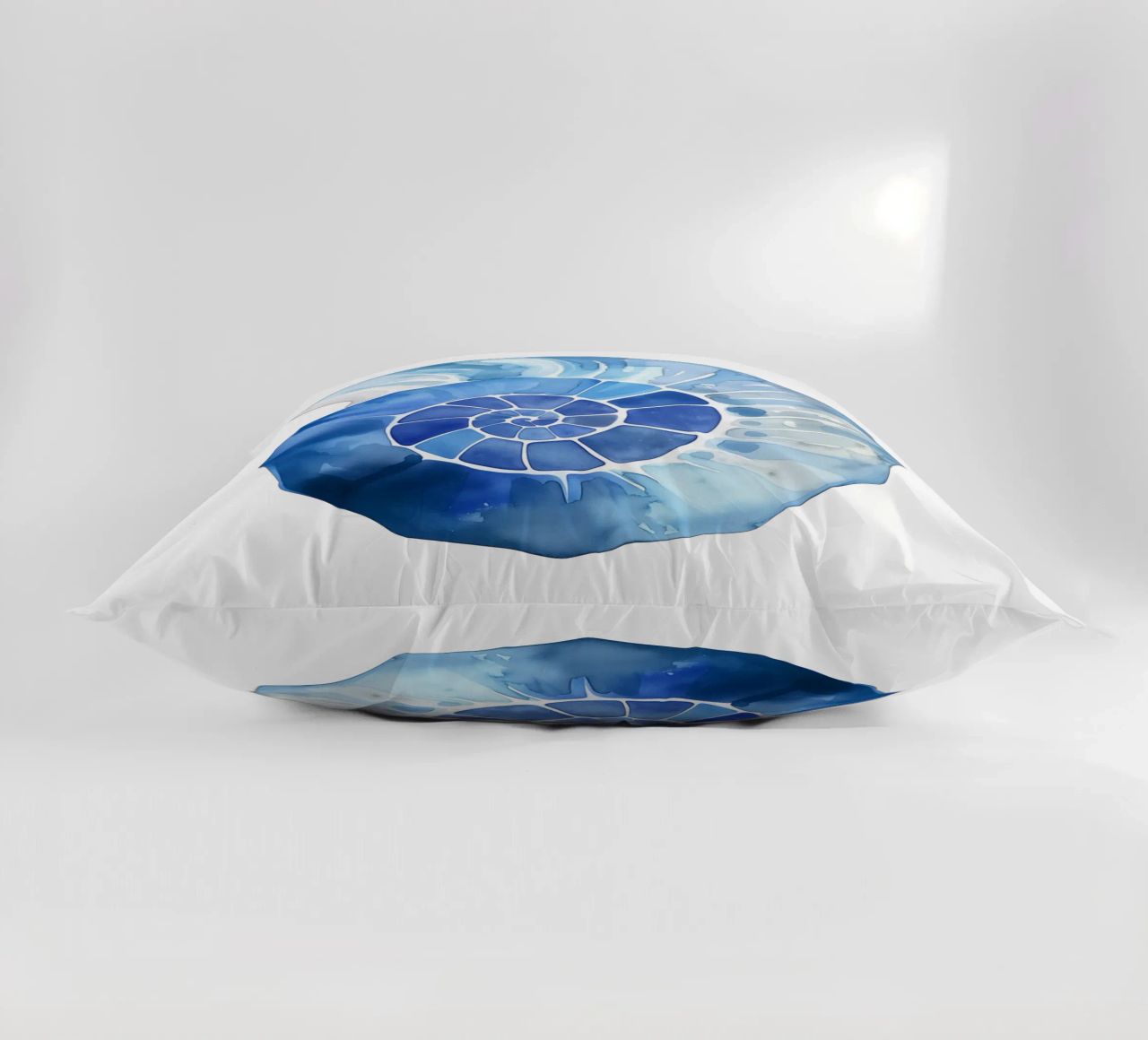 Soft nautilus shell pattern decorative cushion by Carinaprint