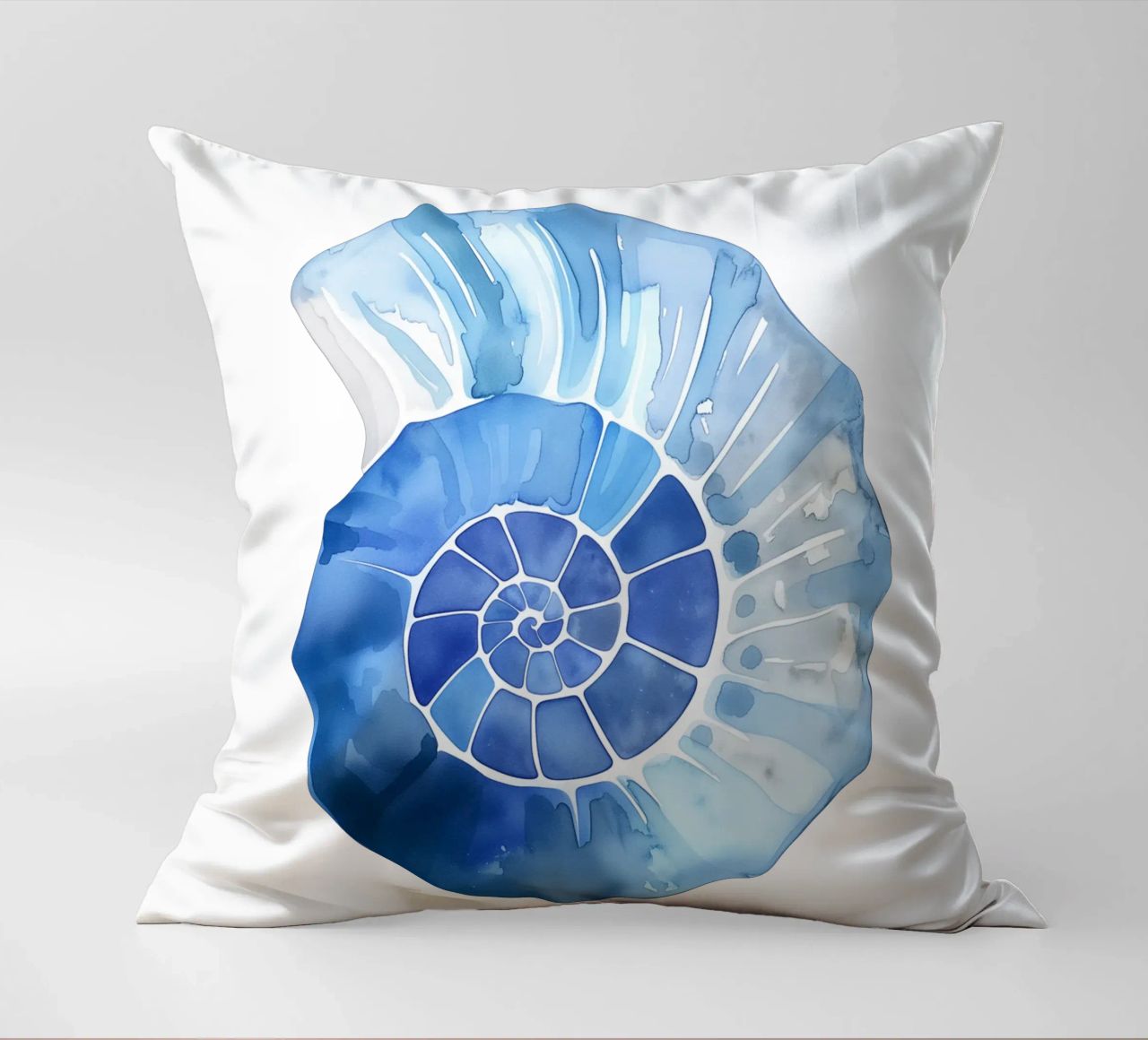 Soft nautilus shell pattern decorative cushion by Carinaprint
