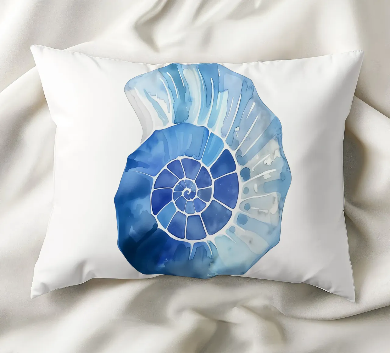Soft nautilus shell pattern decorative cushion by Carinaprint