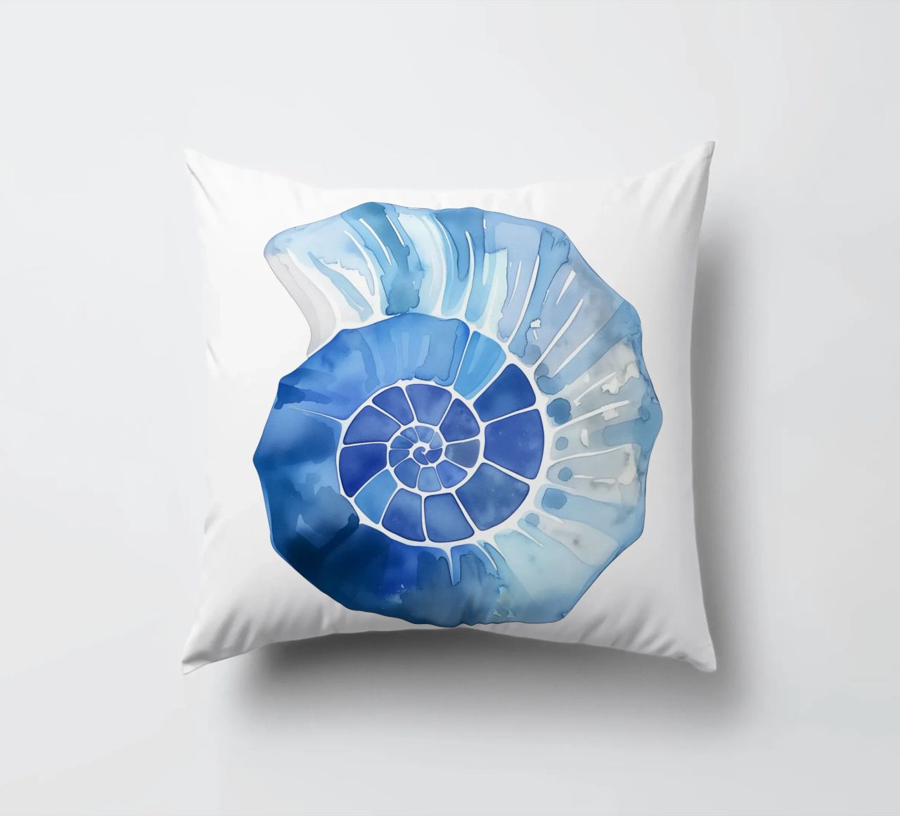 Soft nautilus shell pattern decorative cushion by Carinaprint