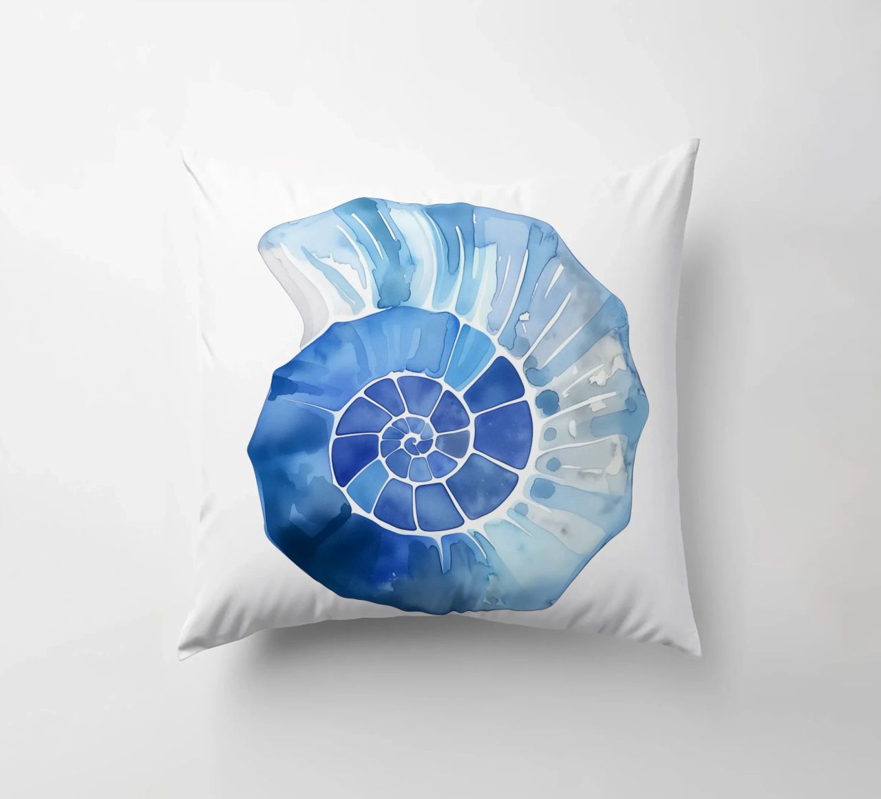 Soft nautilus shell pattern decorative cushion by Carinaprint