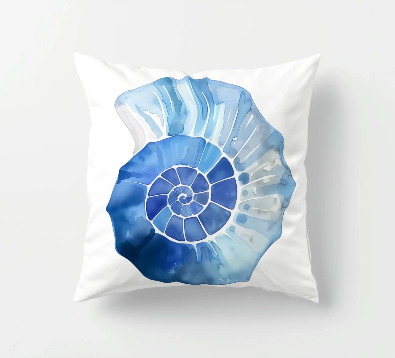 Soft nautilus shell pattern decorative cushion by Carinaprint