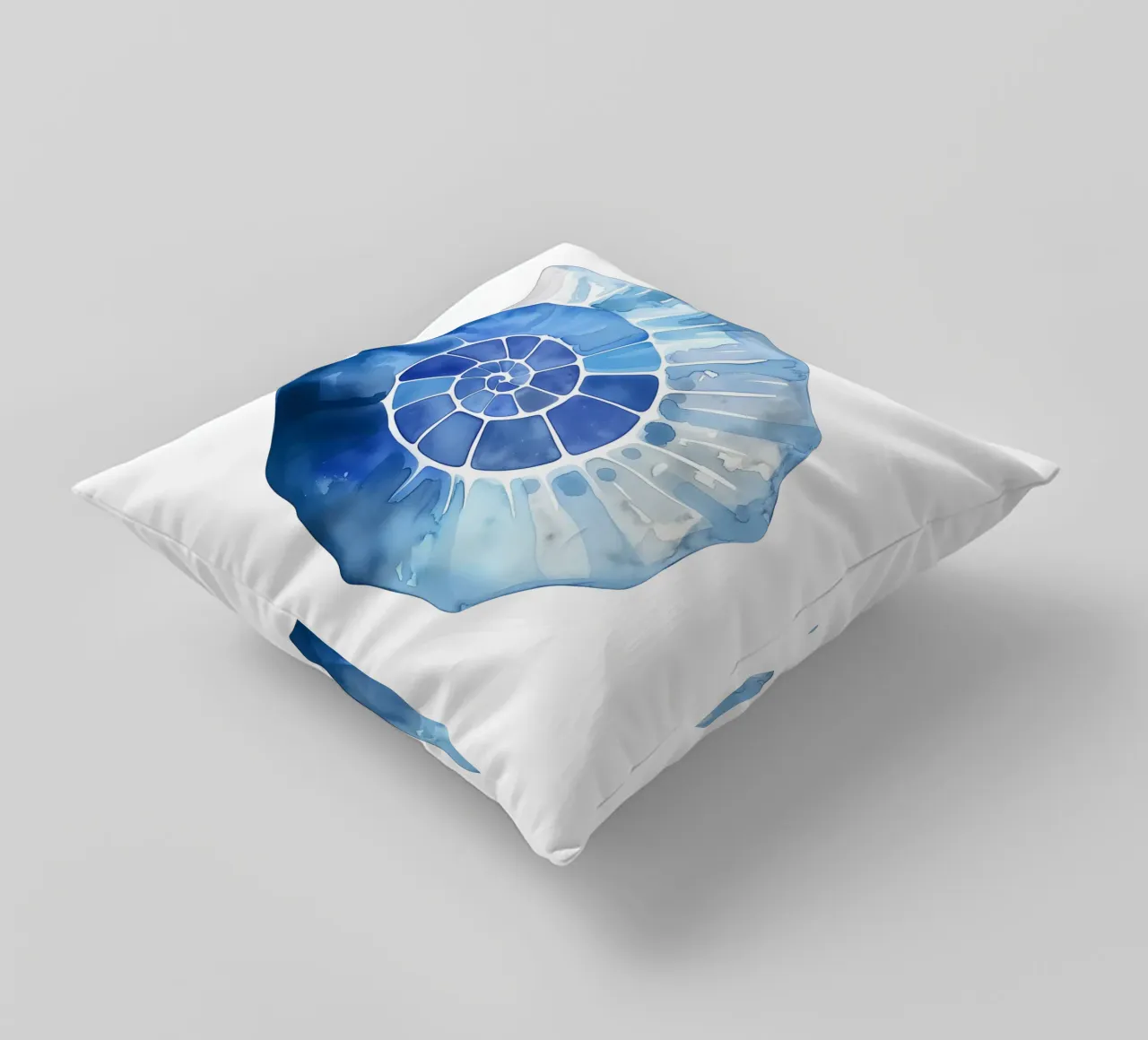 Soft nautilus shell pattern decorative cushion by Carinaprint