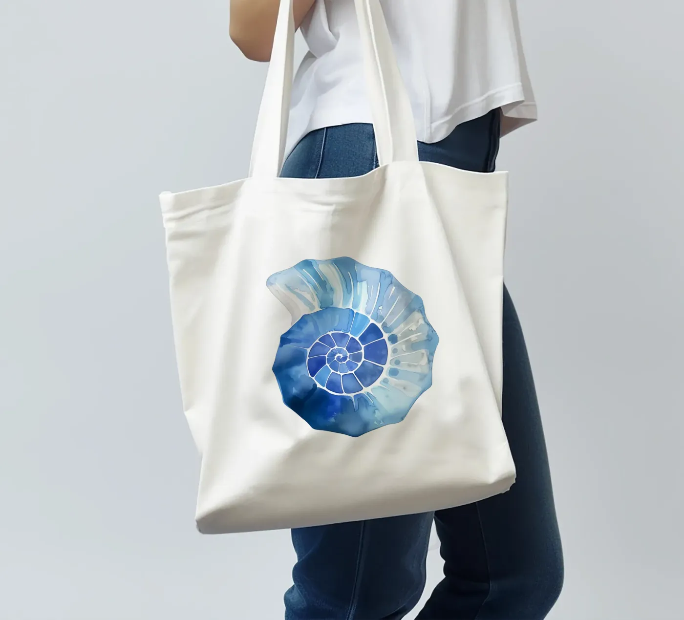Soft nautilus shell pattern borsa in juta da Carinaprint