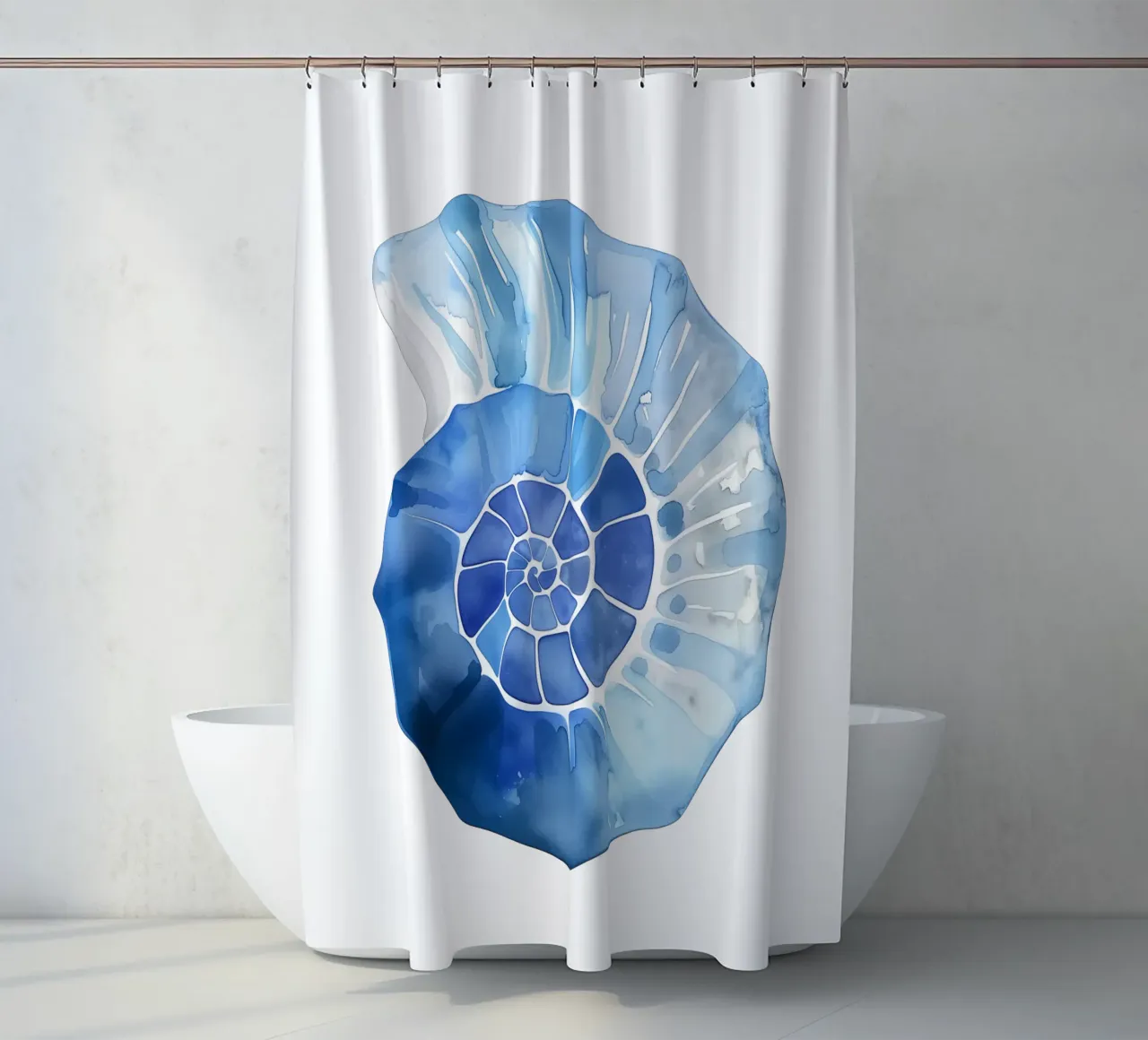 Soft nautilus shell pattern shower curtain by Carinaprint