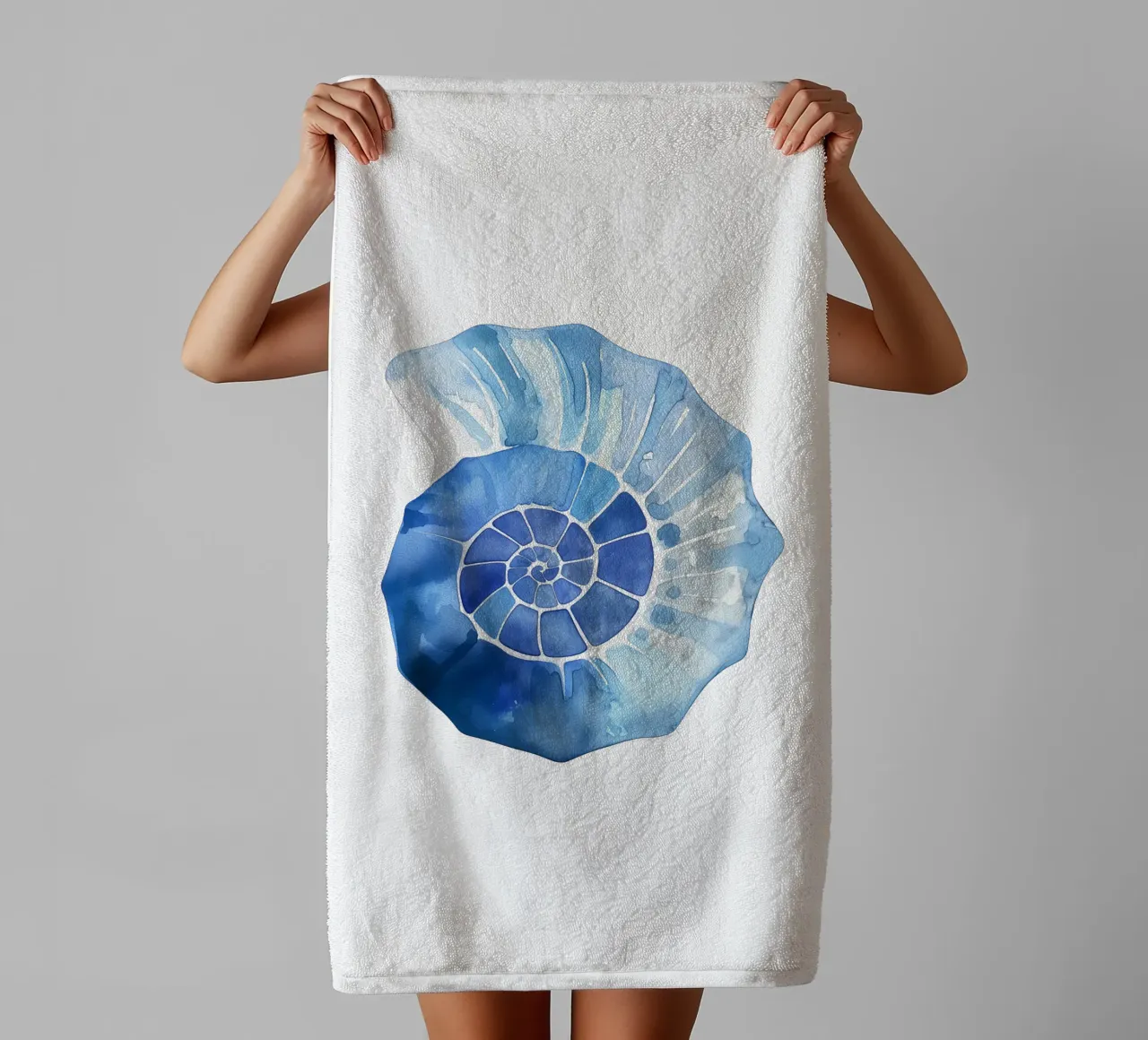 Soft nautilus shell pattern towel by Carinaprint