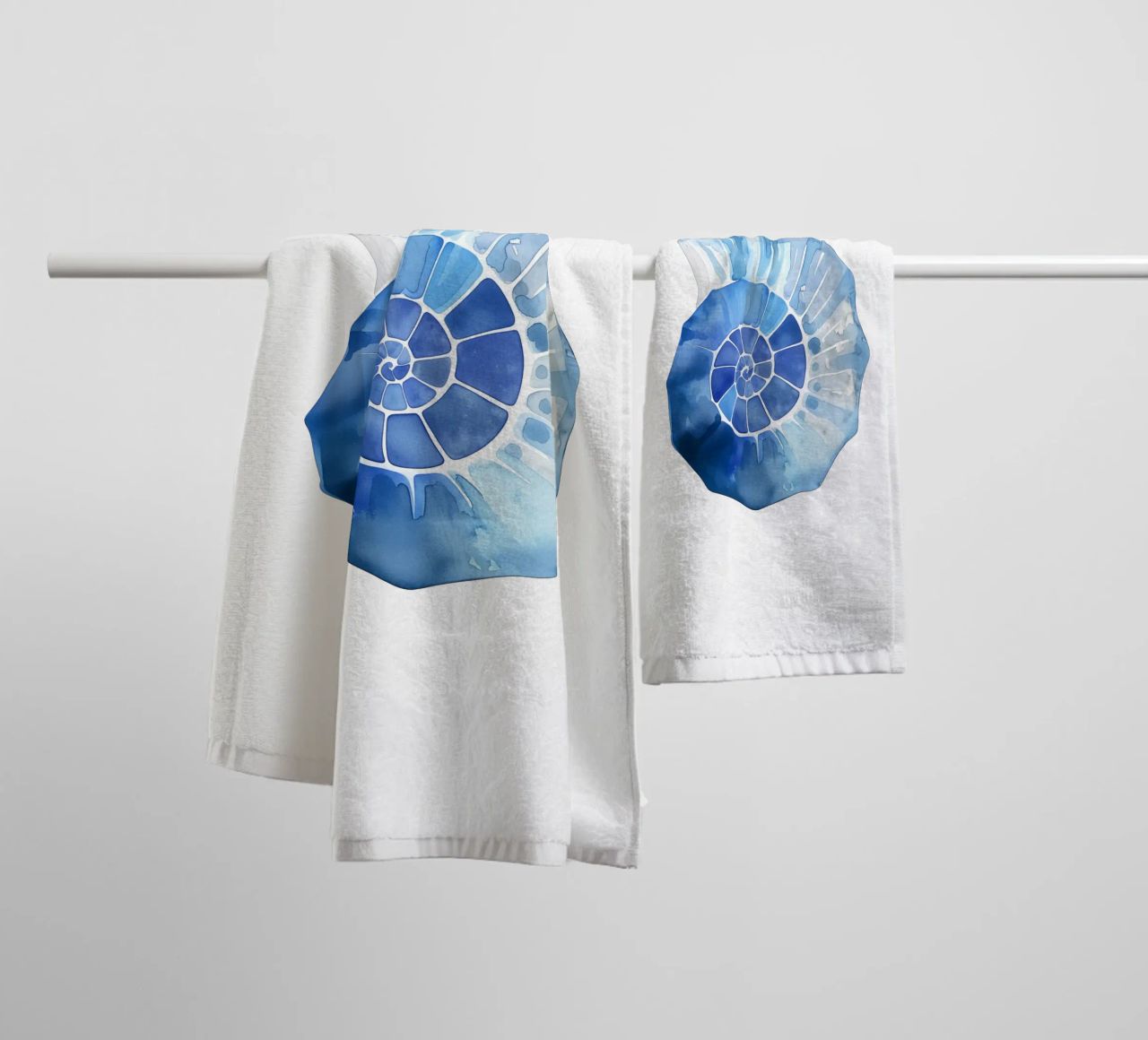 Soft nautilus shell pattern towel by Carinaprint