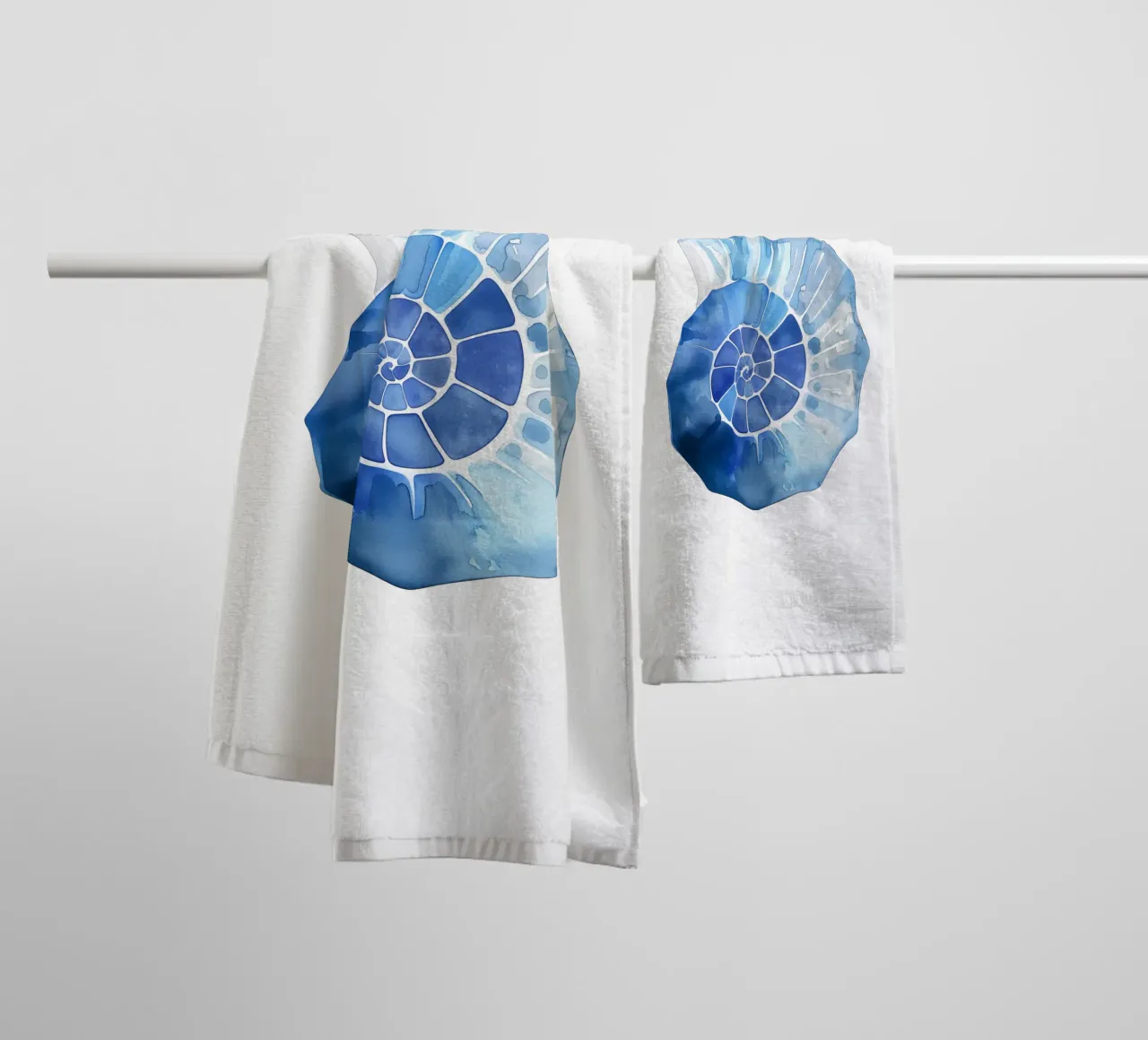 Soft nautilus shell pattern towel by Carinaprint