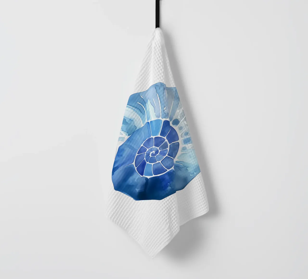 Soft nautilus shell pattern tea towel by Carinaprint