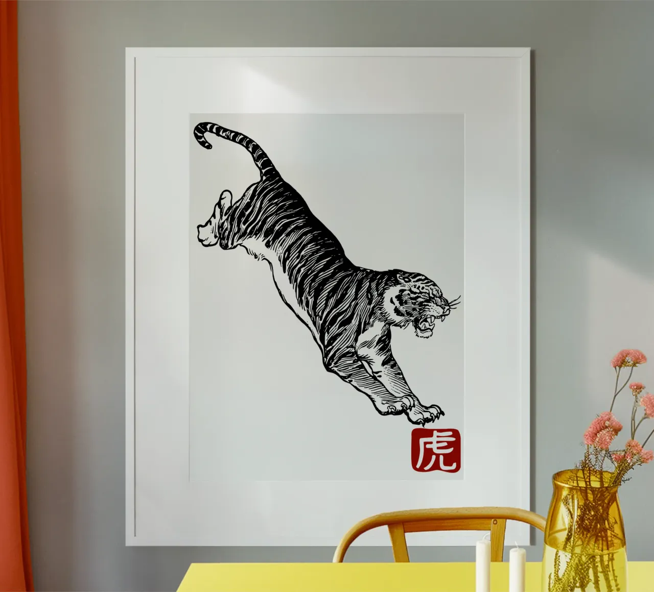 Buon Capodanno cinese della tigre poster con telaio in alluminio da Ettyhmoz