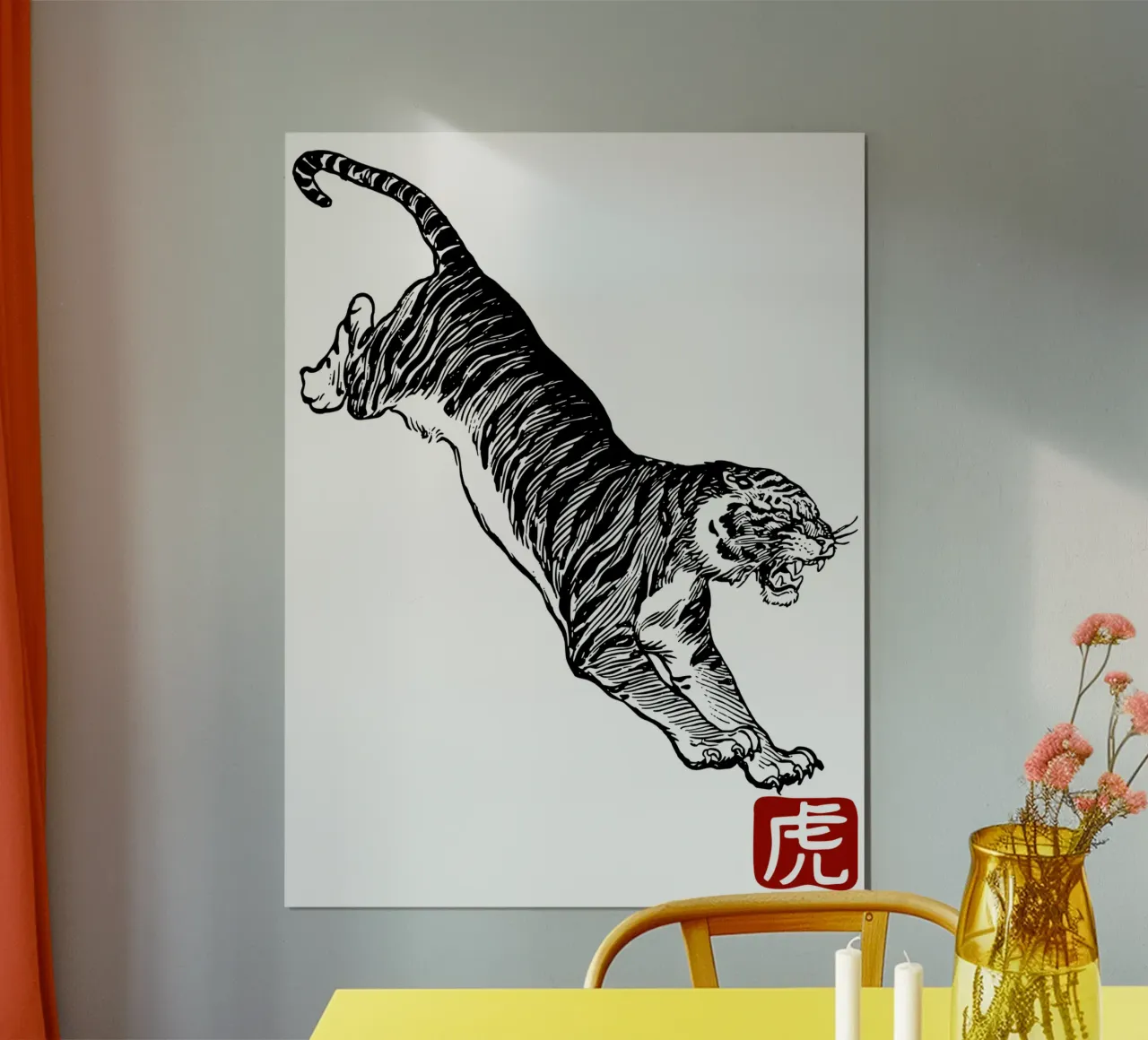 Buon Capodanno cinese della tigre poster con telaio in alluminio da Ettyhmoz