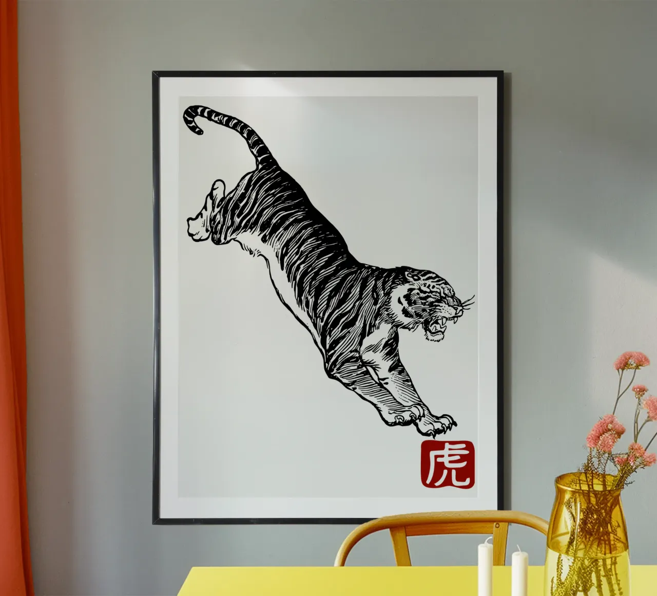Buon Capodanno cinese della tigre poster con telaio in alluminio da Ettyhmoz