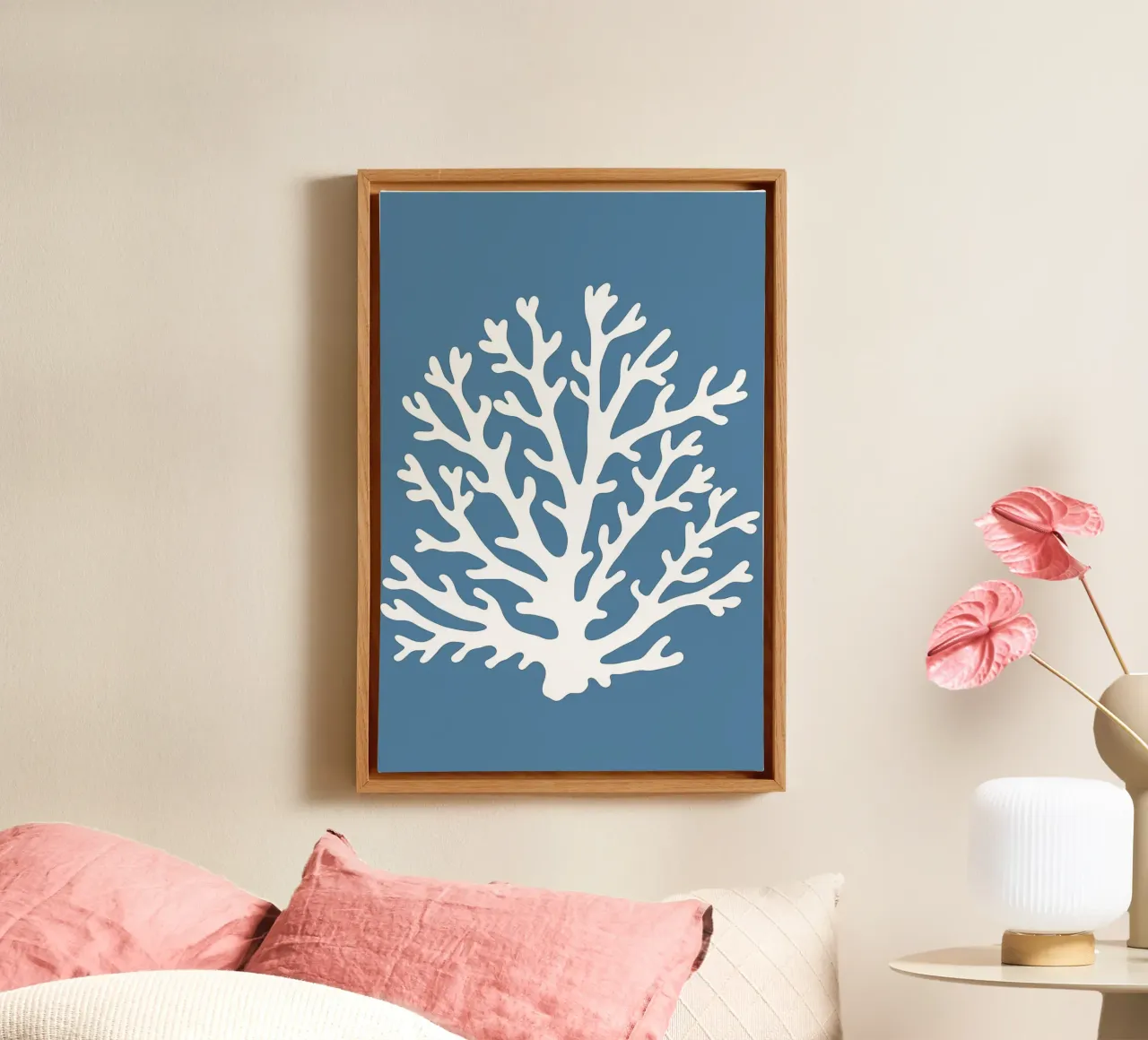 Blauw koraalrif canvas met Baklijst van Carinaprint