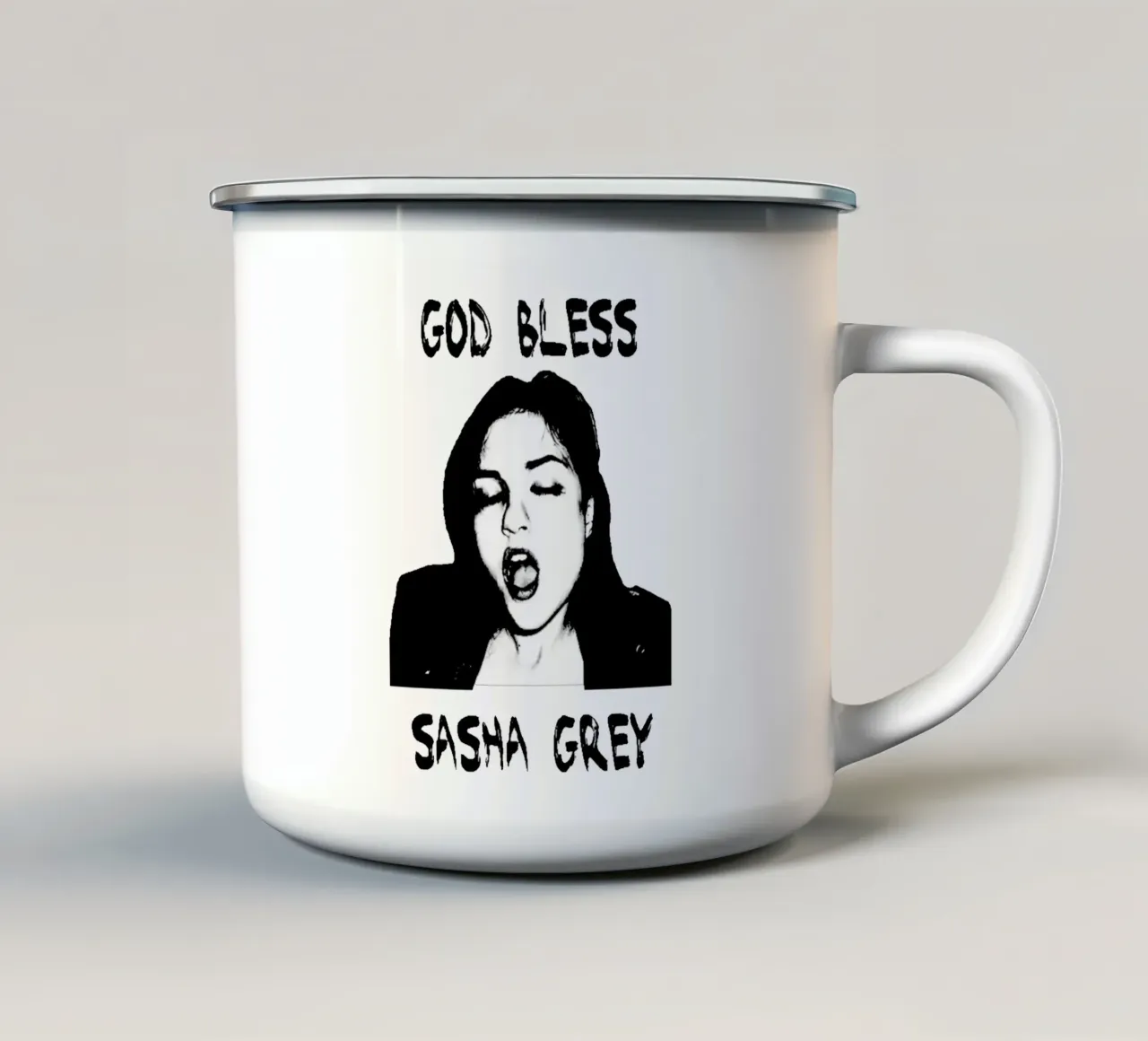 Dio benedica Sasha Grey tazza in smalto da Ettyhmoz