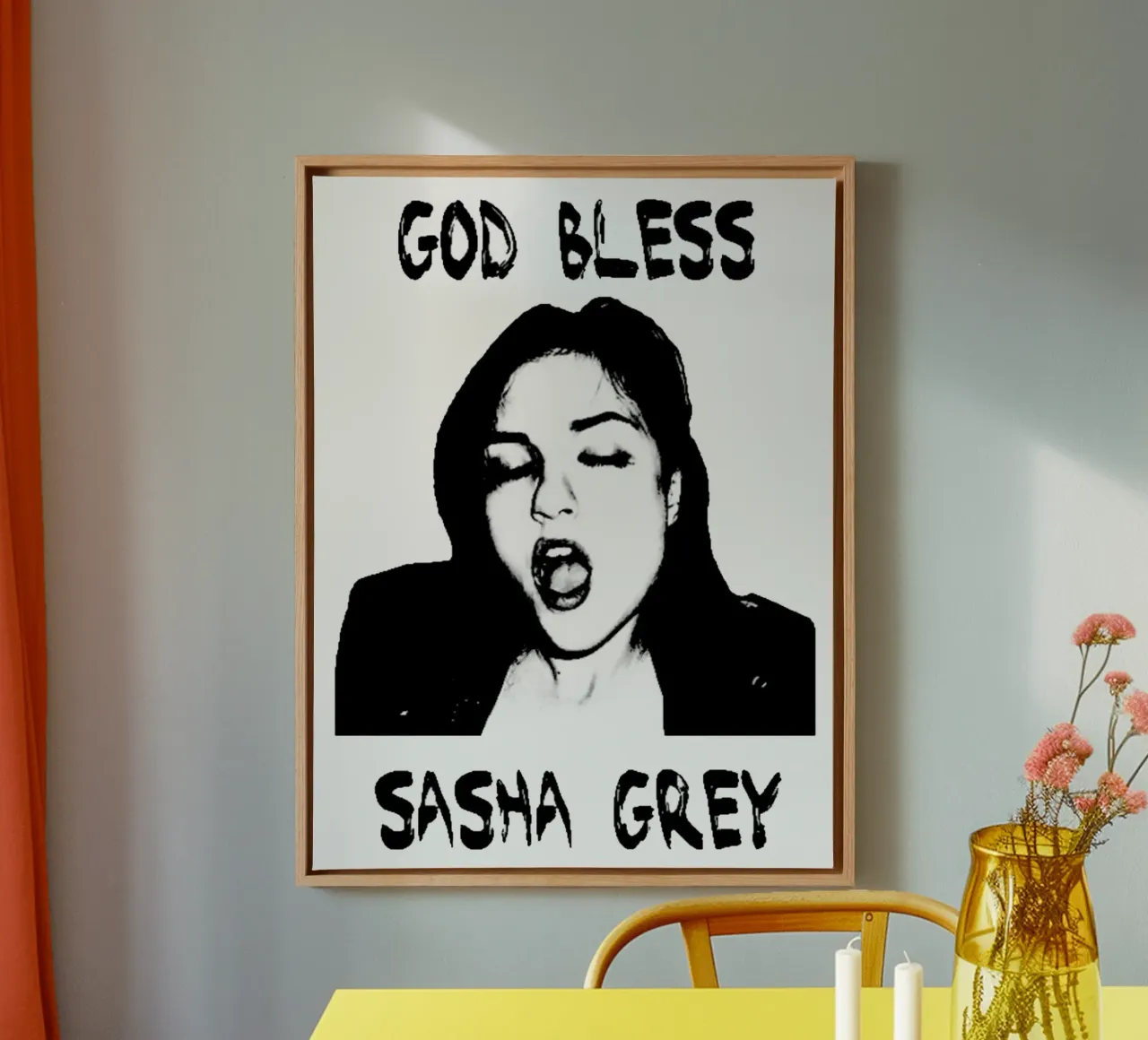 Dio benedica Sasha Grey tela con Cornice a cassetta da Ettyhmoz