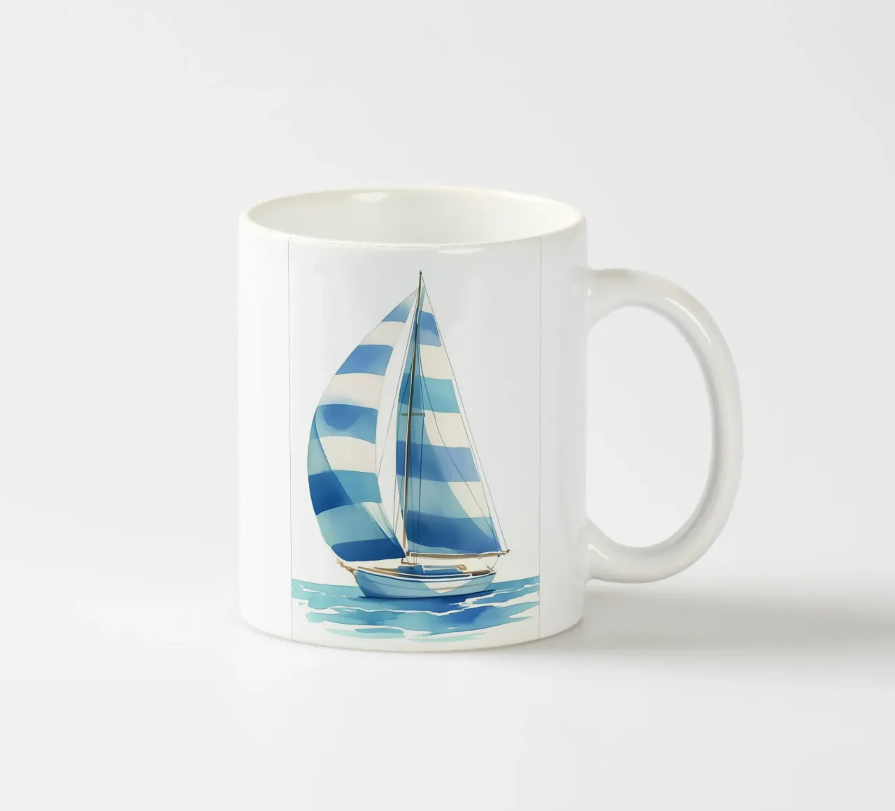 Barca a vela a strisce blu tazza in ceramica da Carinaprint