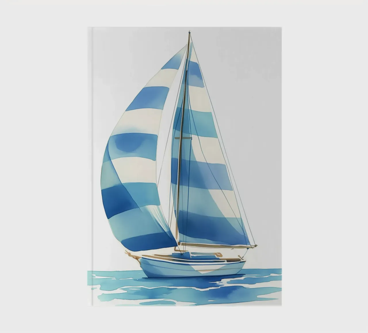 Blue stripe sailboat notebook by Carinaprint