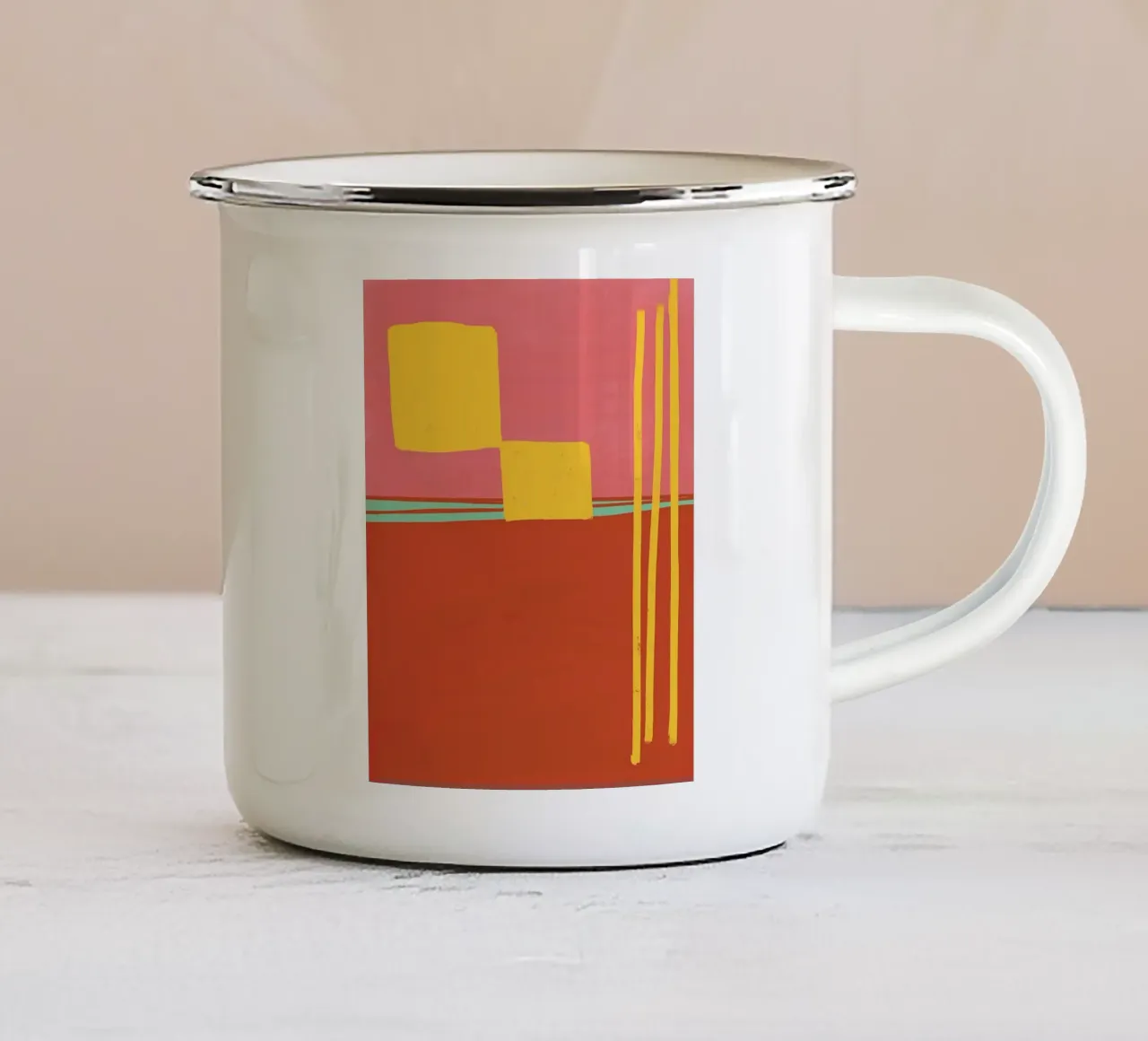 La presenza gialla (dopo Etel Adnan) tazza in smalto da tainah negreiros